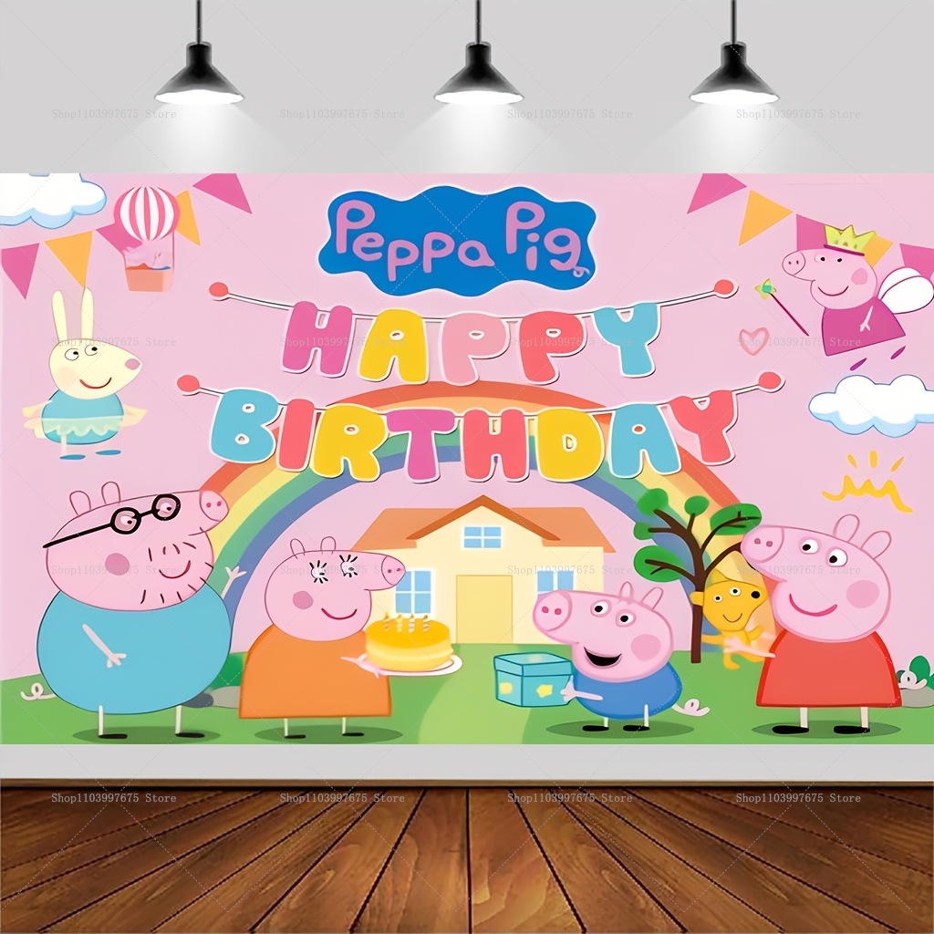 Custom Name Cartoon Peppa Pig  - Photography Lighting Backdrop のレビューと価格