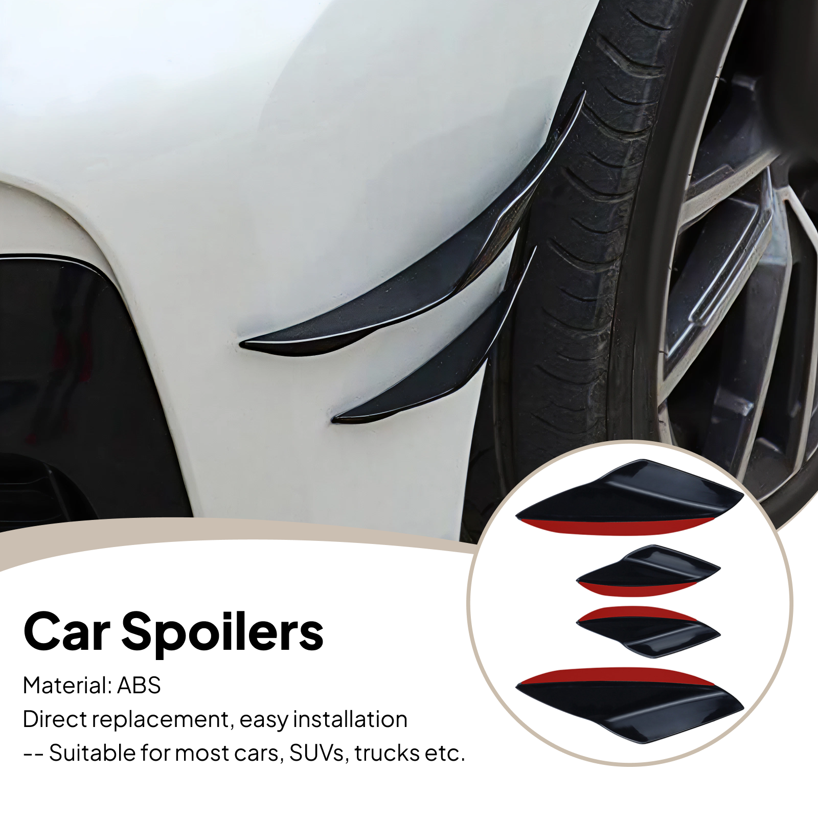 4Pcs Car Spoiler Canards Set S - Diffusion Material Roll のレビューと価格