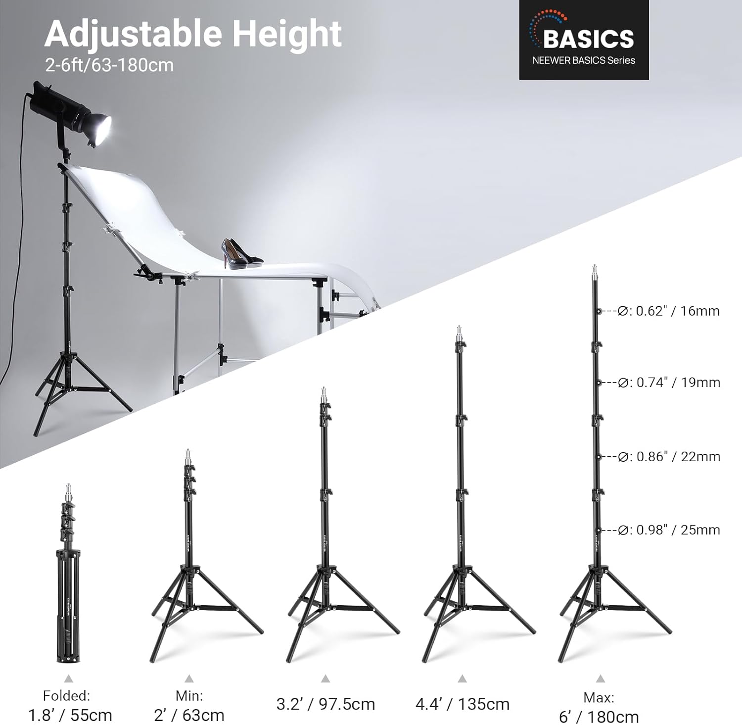 NEEWER Basics 6ft/180cm Photog - Photography Lighting Basics のレビューと価格