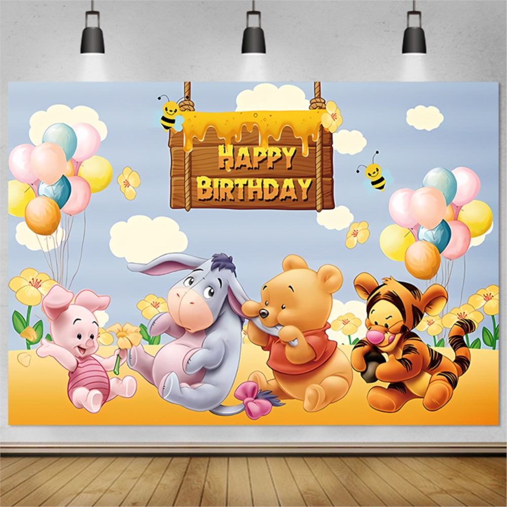 Bear Winnie The Pooh Birthday  - Photography Lighting Backdrop のレビューと価格