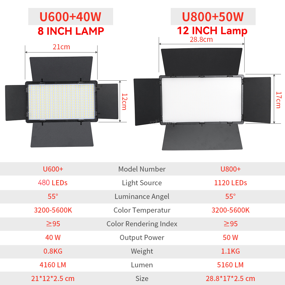 U800 U600 LED Photo Studio Vid - Photography Lighting Board のレビューと価格